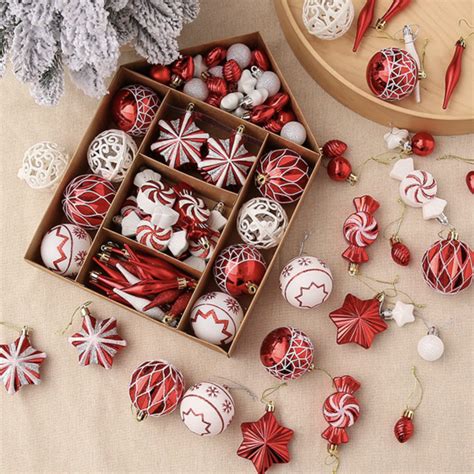 White/platinum Glass Christmas Ornament Set